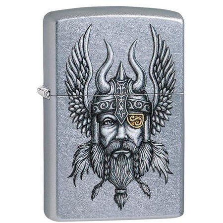 Zippo 2024 Zippo One Eyed Viking Street Chrome Color Image ZIP-29871